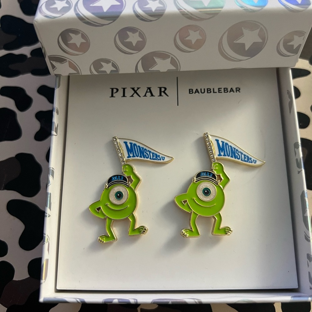 Disney Pixar Baublebar Monsters Inc. MIKE earrings NWB - Picture 5 of 5